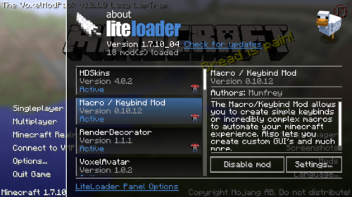 Lite Loader - Загрузочный мод (1.12.2, 1.11.2, 1.10.2, 1.7.10)